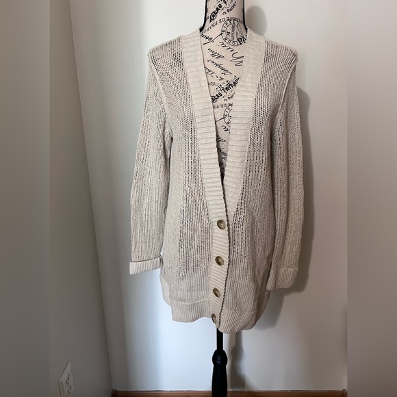 Tommy Bahama Sweaters - Tommy Bahama Neutral Coastal Beachy Open Knit Long Cardigan L